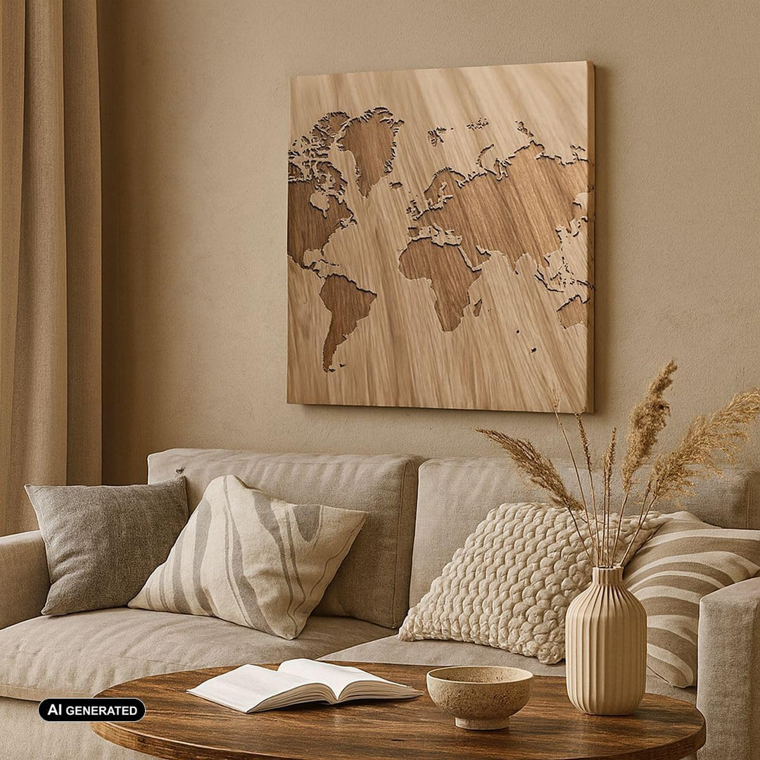 ARTTOR Bilder auf Leinwand 70x70cm Leinwandbild Geographie Globus Karte Gross Wanddeko Bild Schlafzi