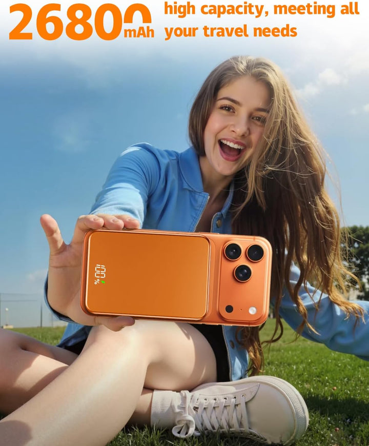 26800mAh Magnetische Powerbank, Mag-Safe-kompatibel, Orange, Orange