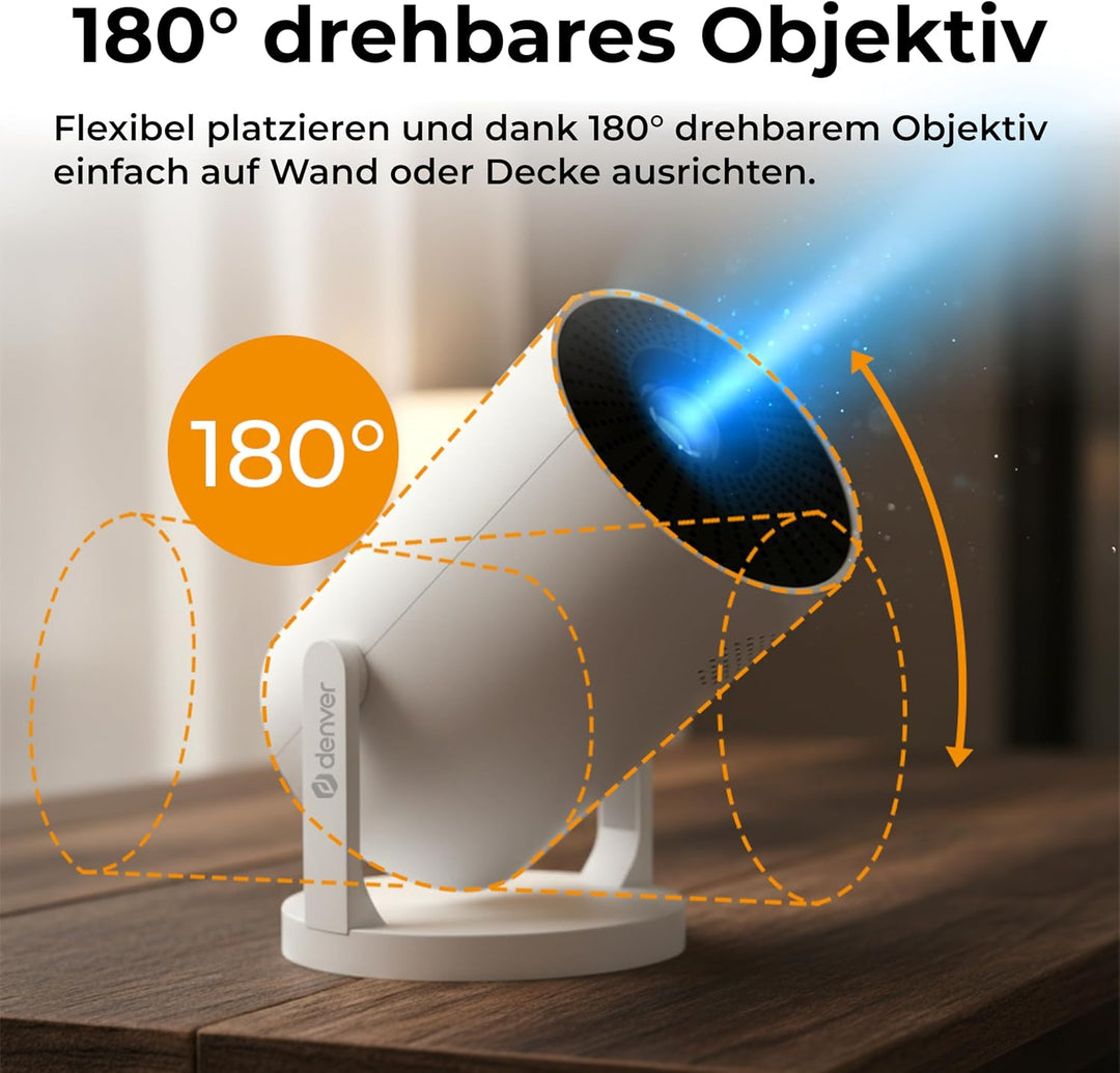 DENVER PR-1500 Mini Beamer, LED Projektor mit 120 ANSI Lumen, Unterstützt HD 720p, HDMI, USB & Bluet