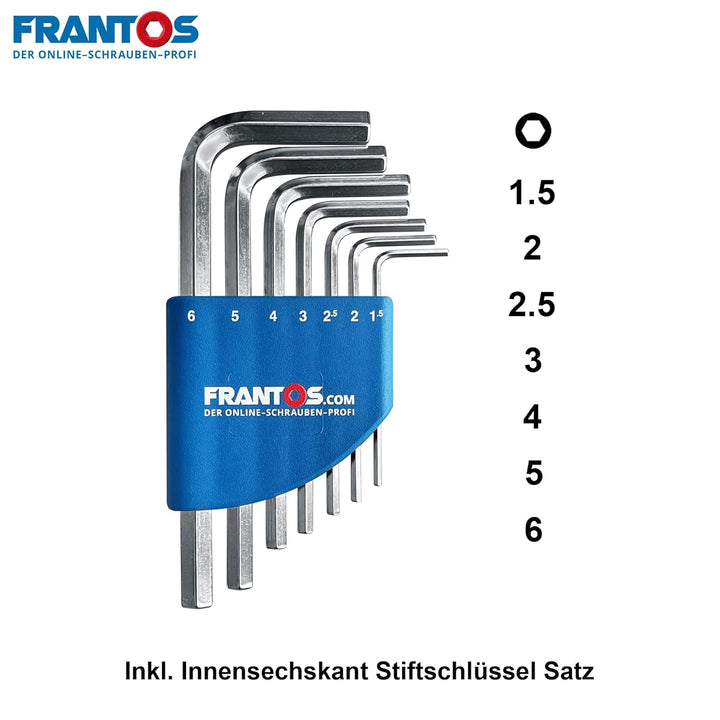 FRANTOS L-Boxx Sortimentskoffer mit Zylinderschrauben DIN 912 ISO 4762 in Stahl verzinkt - 1.500 tlg