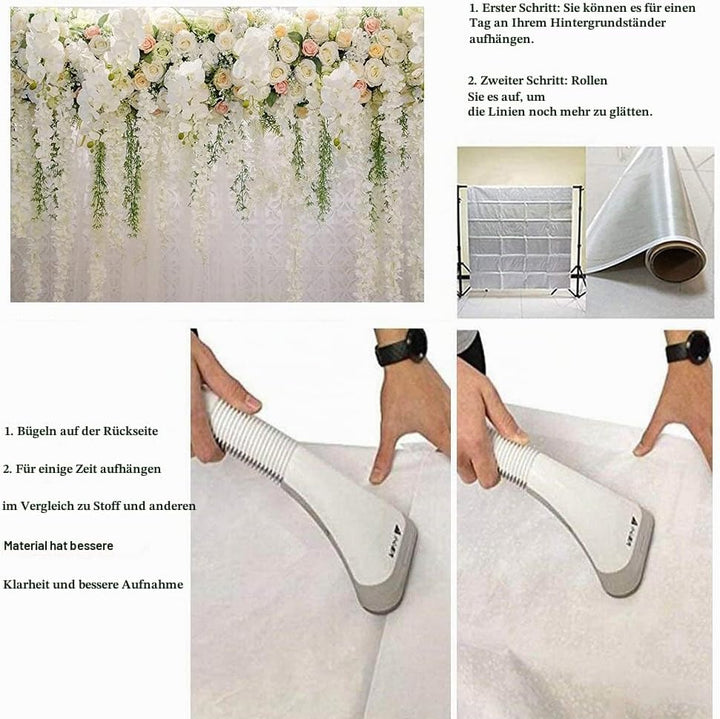 BUTEN Weisser Blumen-Hintergrund, Vorhang für Brautparty, Hochzeit, Rose, Fotografie - Babyparty Dek