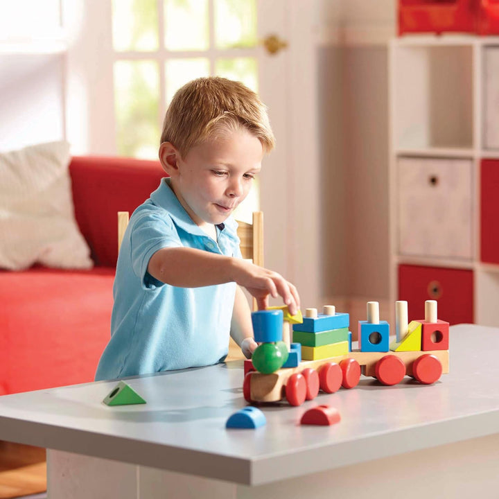Melissa & Doug 10572 Zugspielset zum Stapeln, mehrfarbig, Zugspielset zum Stapeln