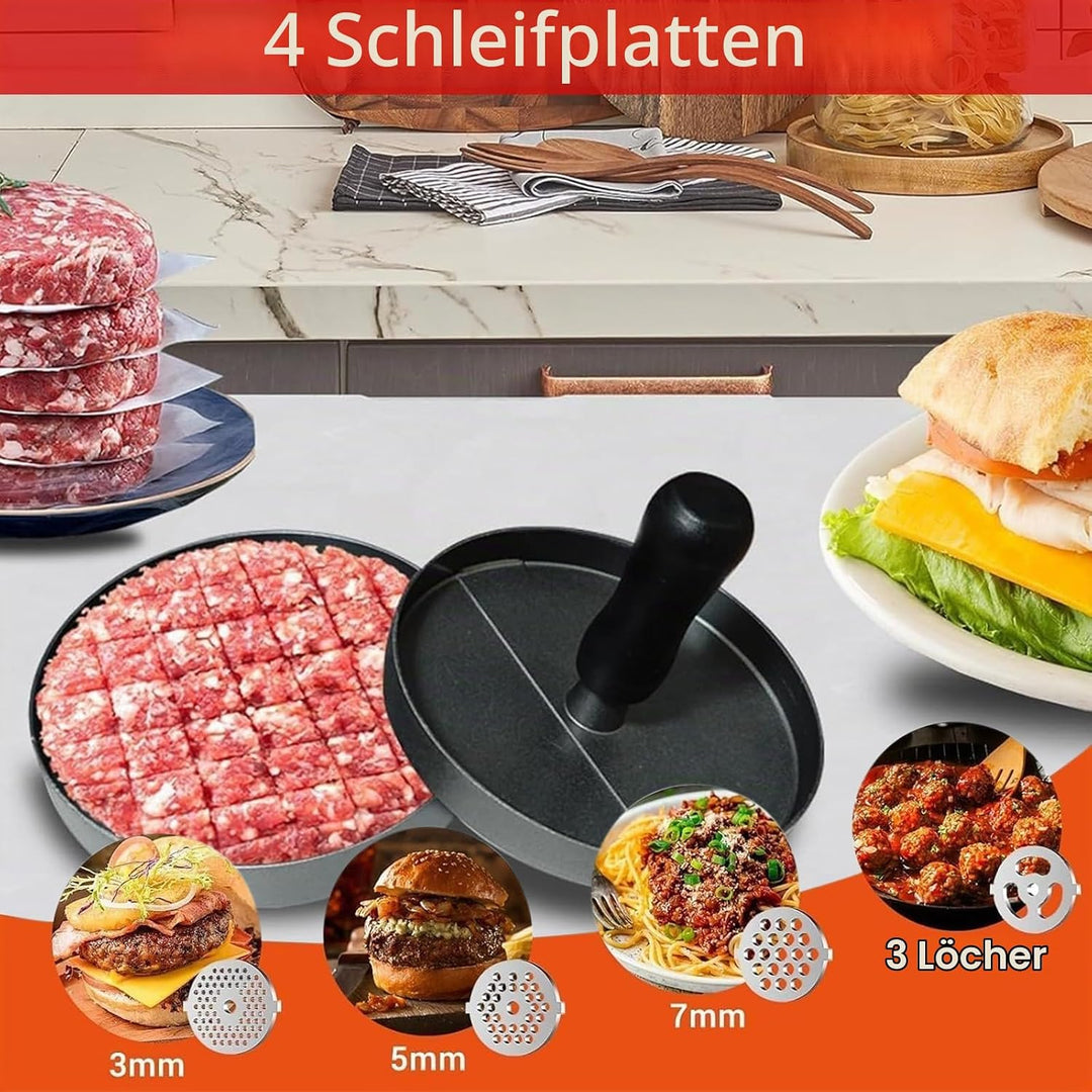 Fleischwolf Aufsatz, Kitchen Aid Zubehör aus Edelstahl mit 4 Mahlscheiben 3 Wurstfüllrohre 3 Klingen