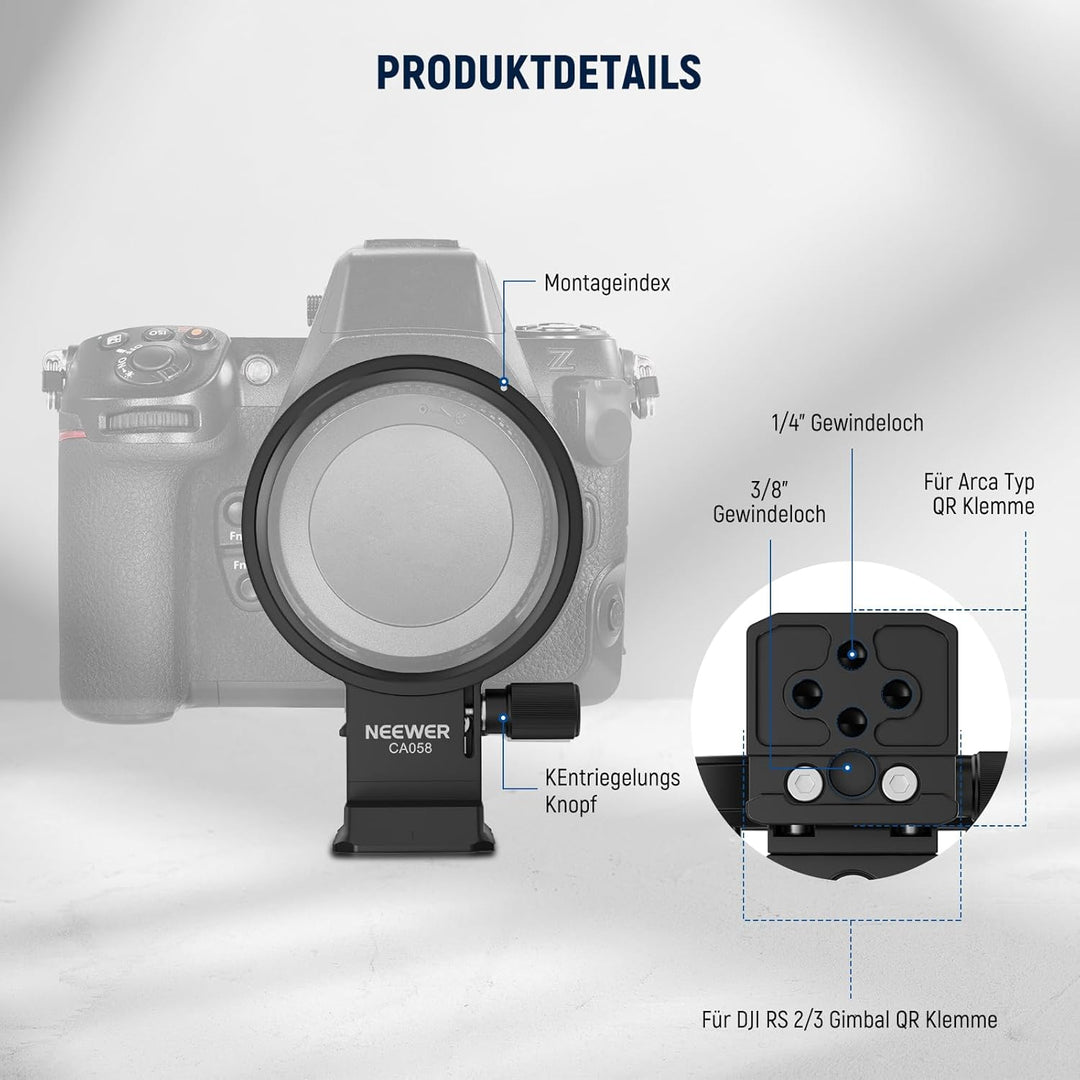 Neewer Drehbare Kragenhalterungsplatte für Nikon Z8 Z7 II Z6 II Z5 FTZ II Adapter, schnelle horizont