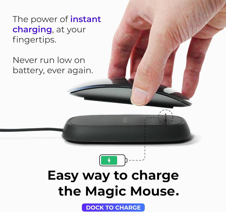 Ascrono - Ladestation kompatibel mit Magic Mouse - Schwarz - Perfektes Zubehör | Nutzbar als Ladesta