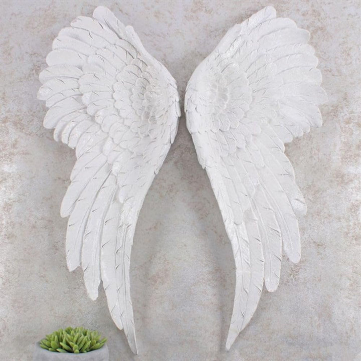 Jones Home & Gift Engelsflügel weiss Glitzer Wandbehang Wandkunst Skulptur 54cm H