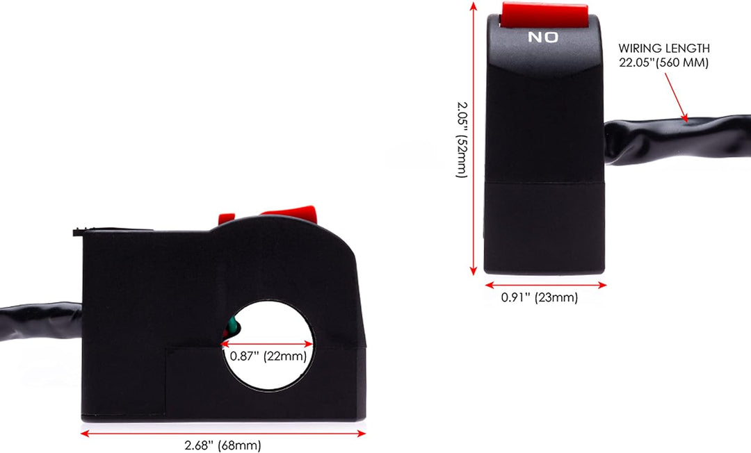 Motorrad Ein-/Aus-Schalter mit USB-Ladeanschluss, Buchse für Handy, Navi, GPS, passend für 22 mm Len