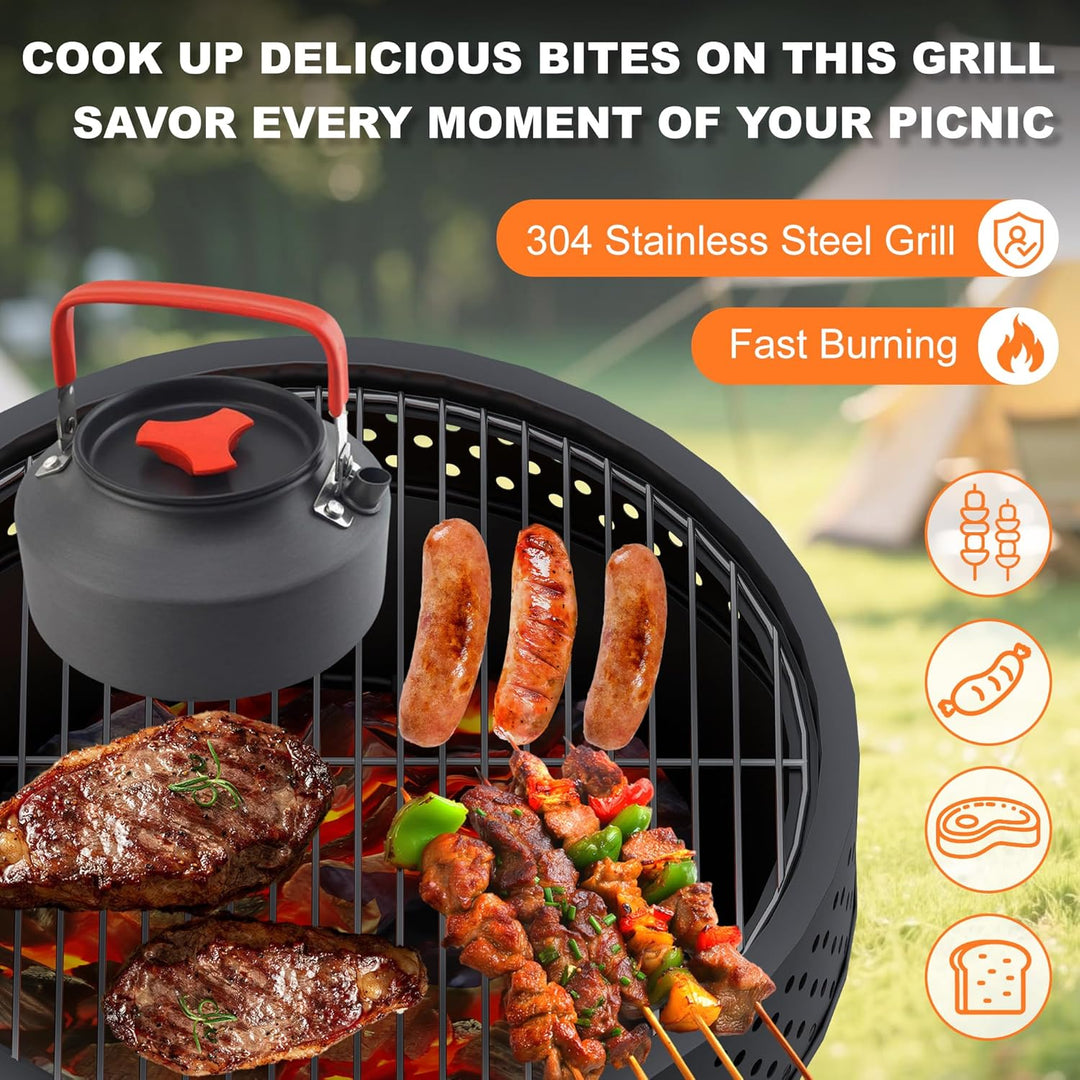 54.6 cm Outdoor Feuerschale mit Grillrost, Multifunktional Feuerschalen für den Garten mit Wasserdic