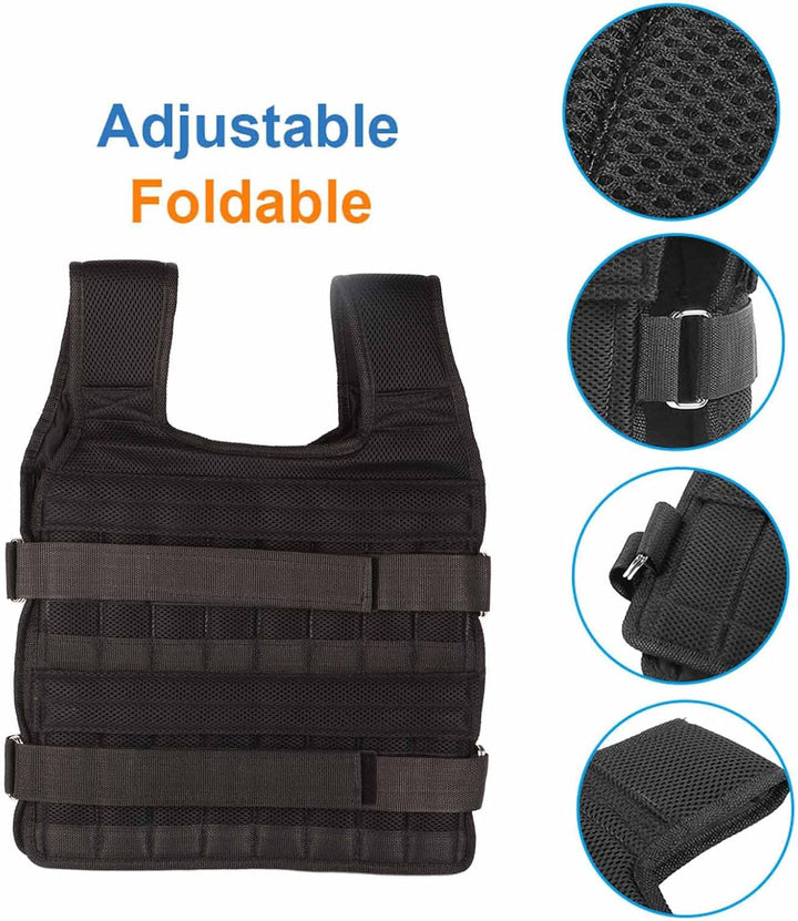 Gewichtsweste Herren 15-kg Atmungsaktives Mesh Gewichtstraining Weste Krafttrainingsjacke für Workou