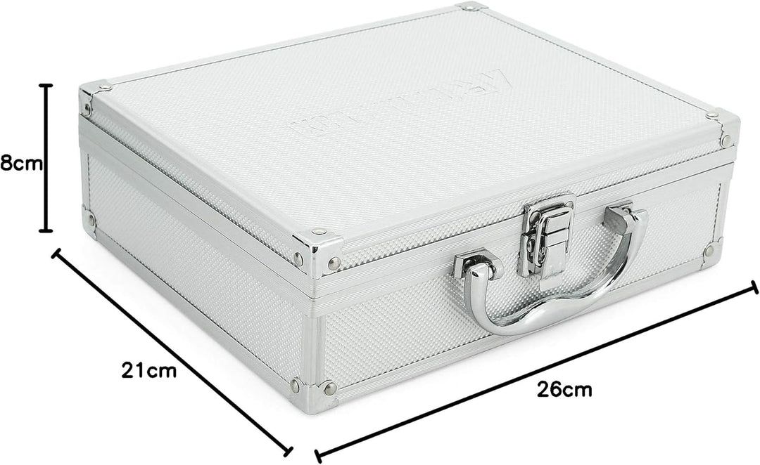 ECI AR Carry Box, kleiner Aluminium-Werkzeugkasten, leer, 260 x 210 x 80 mm, Farbe Aluminium/Silber,