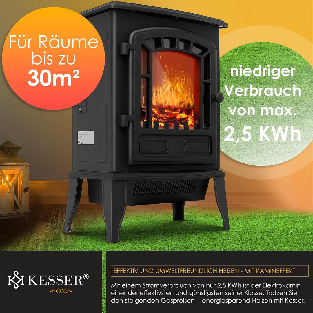 KESSER® Elektrokamin mit Heizlüfter & Fernbedienung 2000W Elektro Kamin Elektrischer Heizung LED Kam