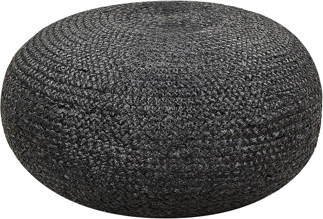 Natürlicher Pouf aus Jute schwarz ø 50 cm rund Tifelt