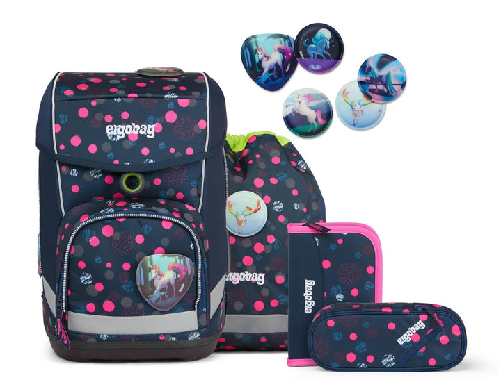 ergobag cubo Set ergonomischer Schulrucksack, Set 5-teilig Einheitsgrösse Phantbärsiewelt Glow - Bla