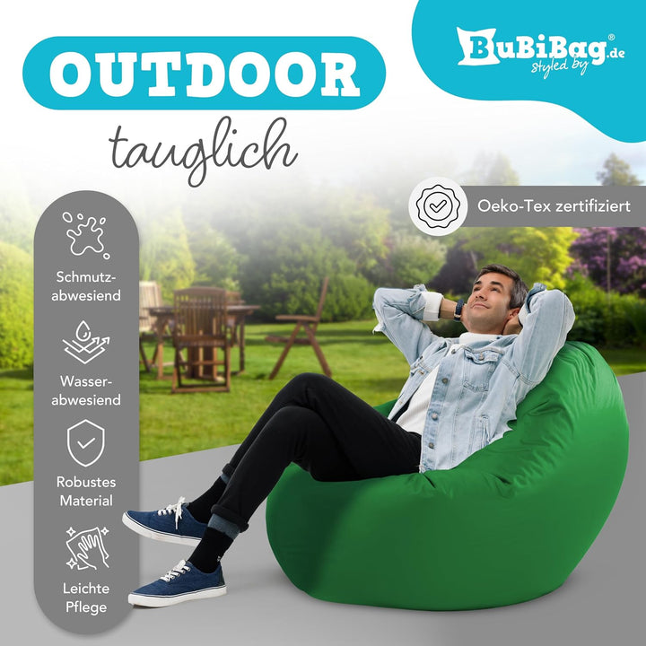 BuBiBag 2in1 Sitzsack L - XXL mit Füllung für Kinder &amp; Erwachsene, Gaming Beanbag &amp; Bodenkissen für