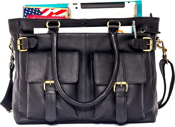 ALMADIH Premium Leder Damentasche Schultertasche Eva - Ledertasche Handtasche Umhängetasche Henkelta