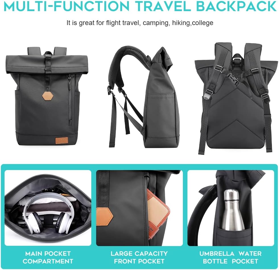 BANGE Rolltop-Rucksack Grosse Kapazität Casual Rucksack Laptop Rucksack Quadratische Reiten Wasserdi