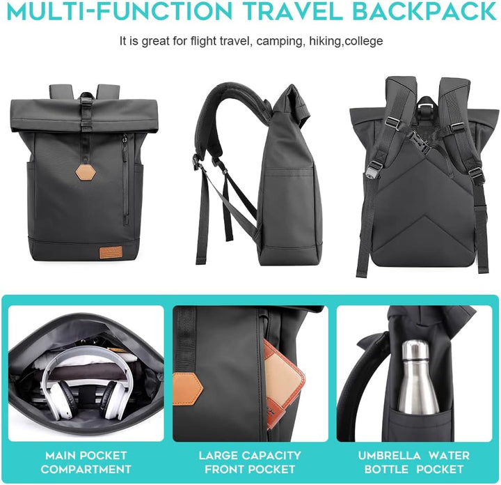BANGE Rolltop-Rucksack Grosse Kapazität Casual Rucksack Laptop Rucksack Quadratische Reiten Wasserdi