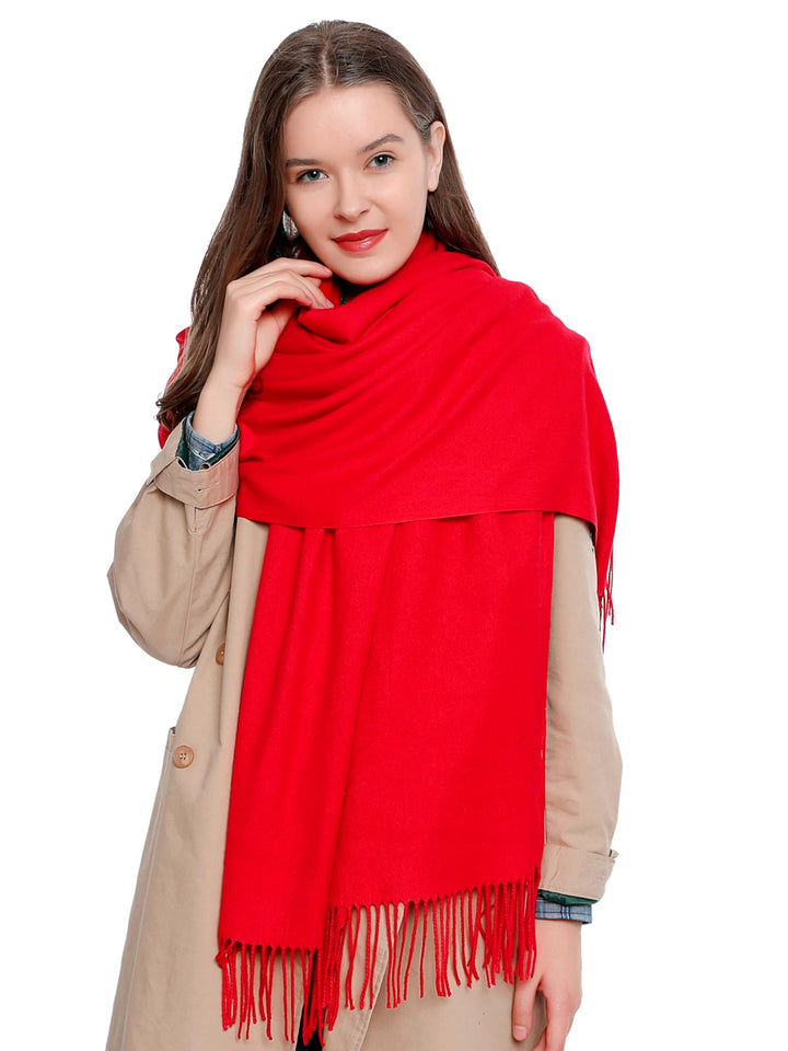 DonDon Schal Damen Winter Wollschal Winterschal warm weich 185 x 65 cm Rot, Rot