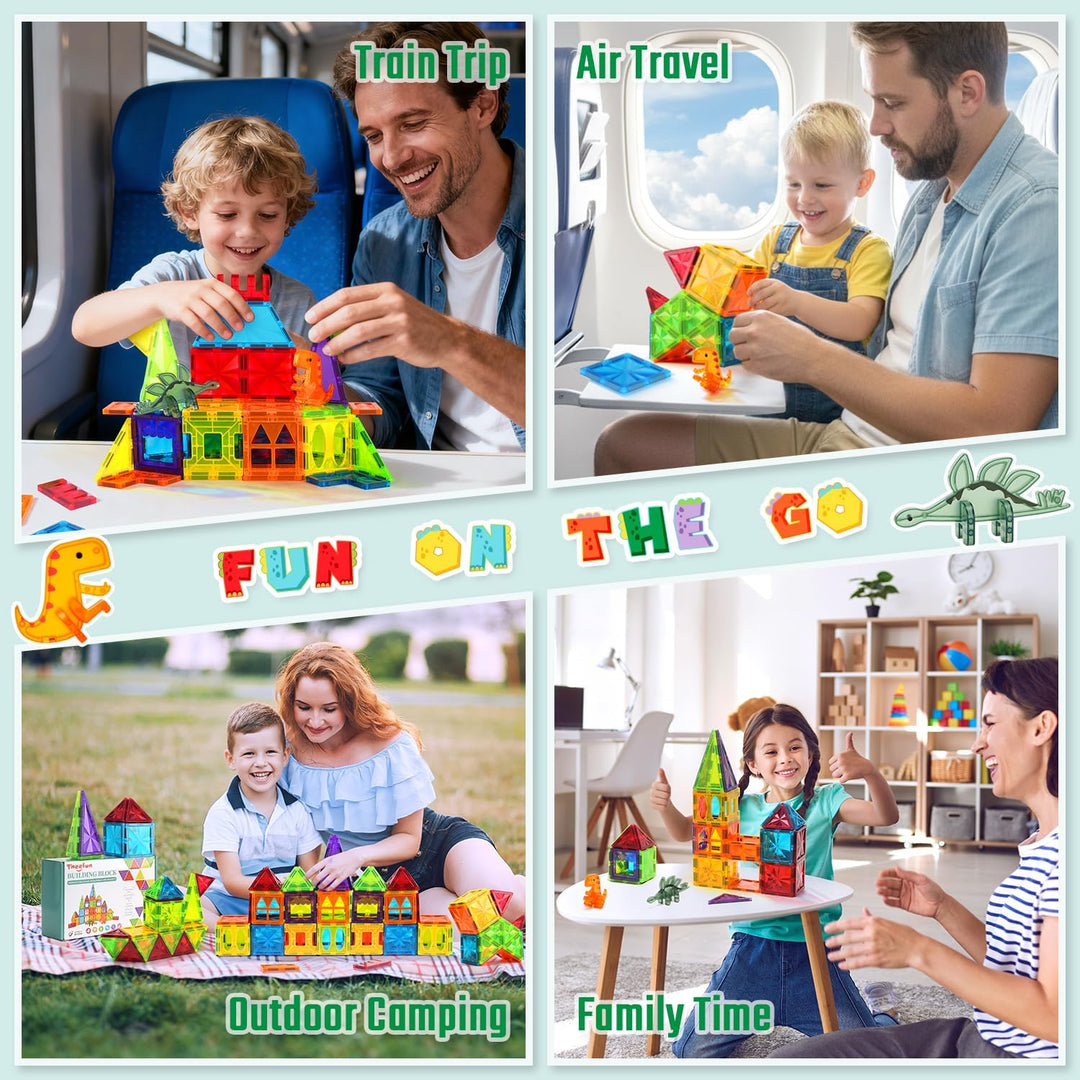 Theefun Magnetische Bausteine 52 Teile, Magnetbausteine Magnetspielzeug Magnet Spielzeug für Kinder