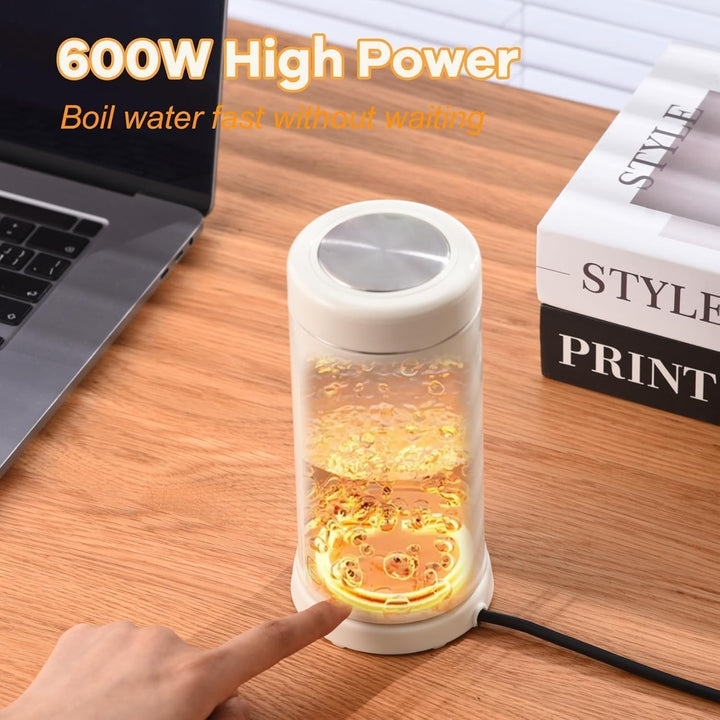350ml Elektrischer Reisekaffeebecher mit 4-Temperaturstufen, 600W Tragbarer Milchwärmer & Thermosbec