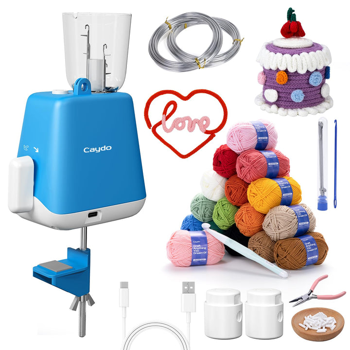 Caydo Strickmühle Kit Häkelset für Anfänger, Elektrisch Strickmaschine Set Automatische Herstellung