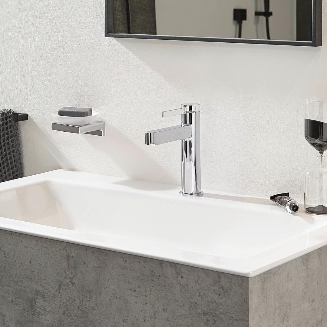 hansgrohe Waschtischarmatur Finoris, Wasserhahn Bad mit Auslauf Höhe 110 mm, mit Push-Open Ablaufgar