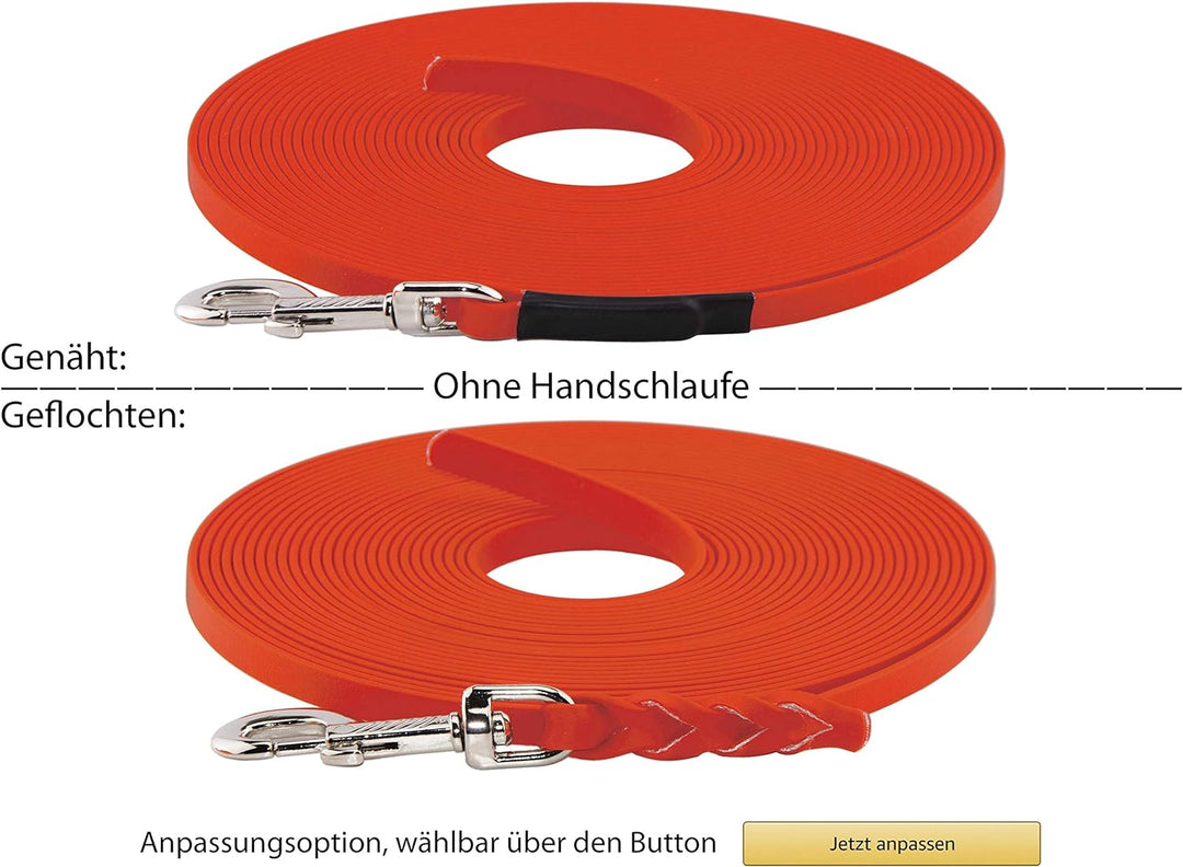 LENNIE 16mm breite Biothane Schleppleine für grosse Hunde von 25-35kg, ohne/mit Handschlaufe, 3m 5m