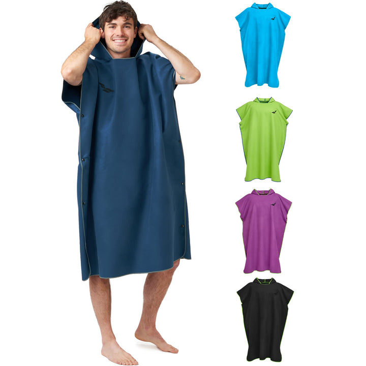 Fit-Flip Strandponcho für Erwachsene mit Kapuze - schnelltrocknend, kompakt und Ultraleicht - Badepo