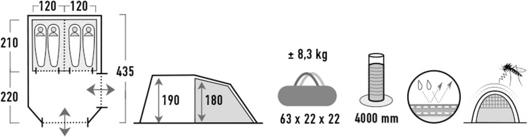 High Peak Ancona 4.0 Zelt grau/grün 2022 Camping-Zelt