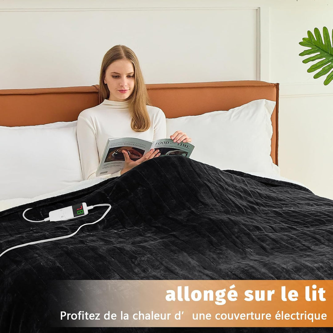 BOMOVA Heizdecke Wärmedecke mit Abschaltautomatik,Kuscheldecke flauschig Weihnachten,10 Heizstufen &
