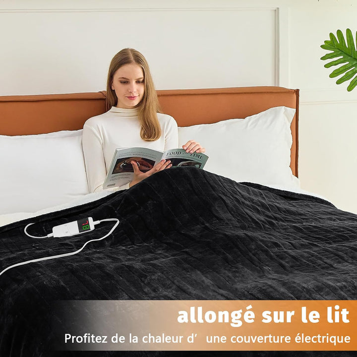 BOMOVA Heizdecke Wärmedecke mit Abschaltautomatik,Kuscheldecke flauschig Weihnachten,10 Heizstufen &