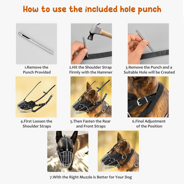 PETCUTE Hund Maulkorb Metall Maulkorb Hundemaulkorb Anti Beissen Bellen Fressen Beisskorb Sicherheit
