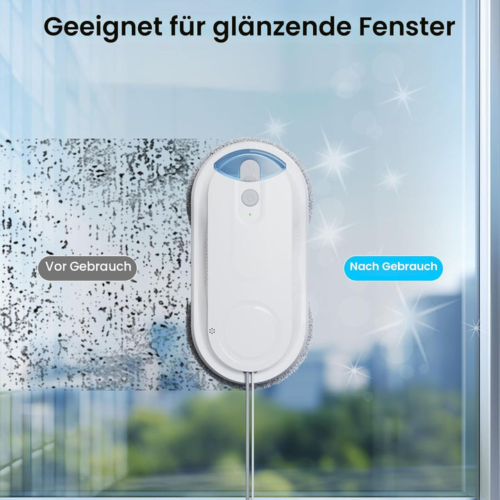 KKI Fensterputzroboter,Automatischer Fensterreiniger-Roboter, Dual-Spray, Max. 3200 Pa, KI-Pfadplanu