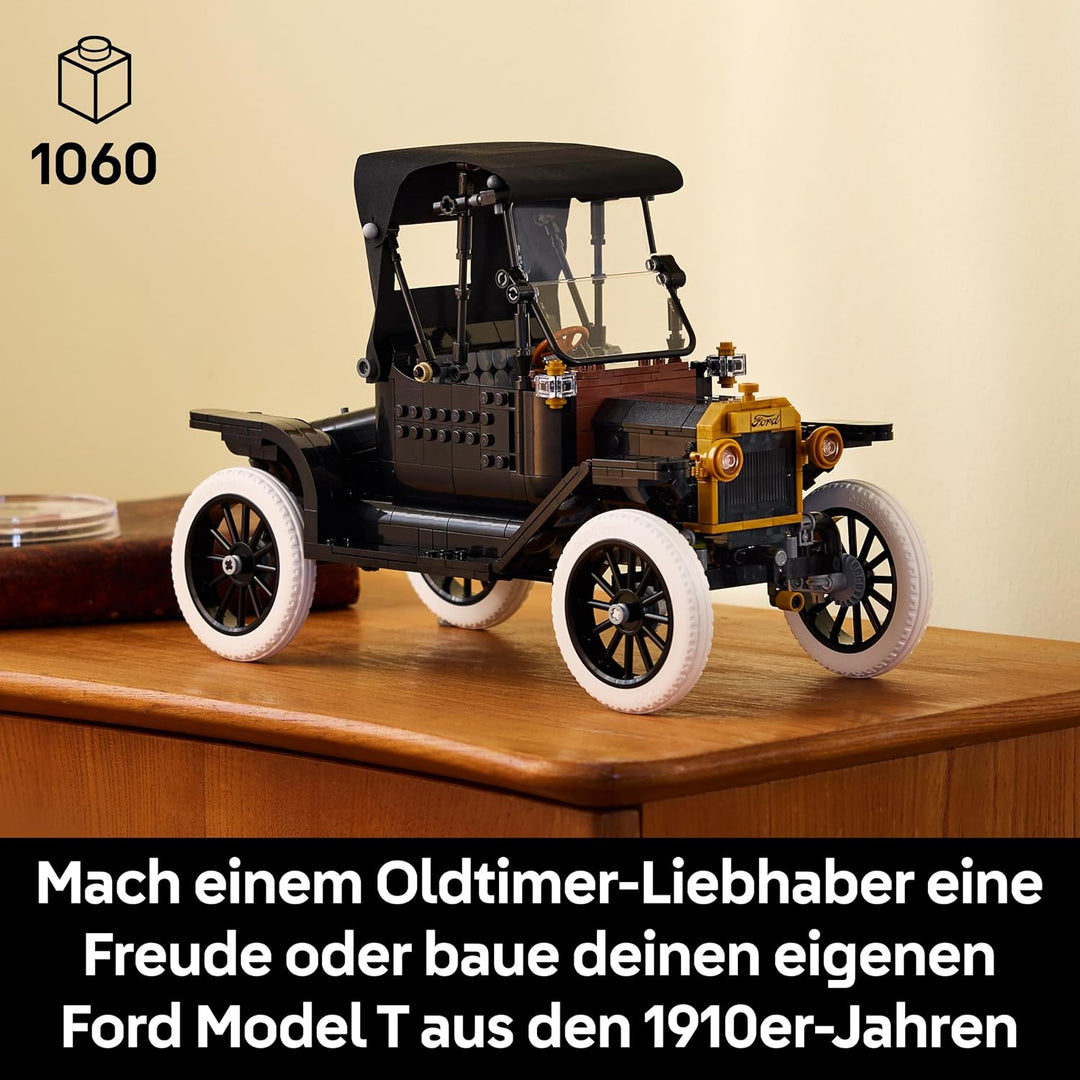 LEGO Icons Ford Model T - Retro Auto Modellbau für Erwachsene - Sammler Ausstellungsset mit Stofffal