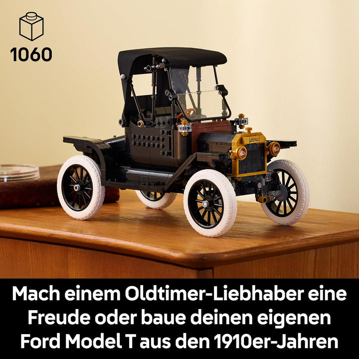 LEGO Icons Ford Model T - Retro Auto Modellbau für Erwachsene - Sammler Ausstellungsset mit Stofffal