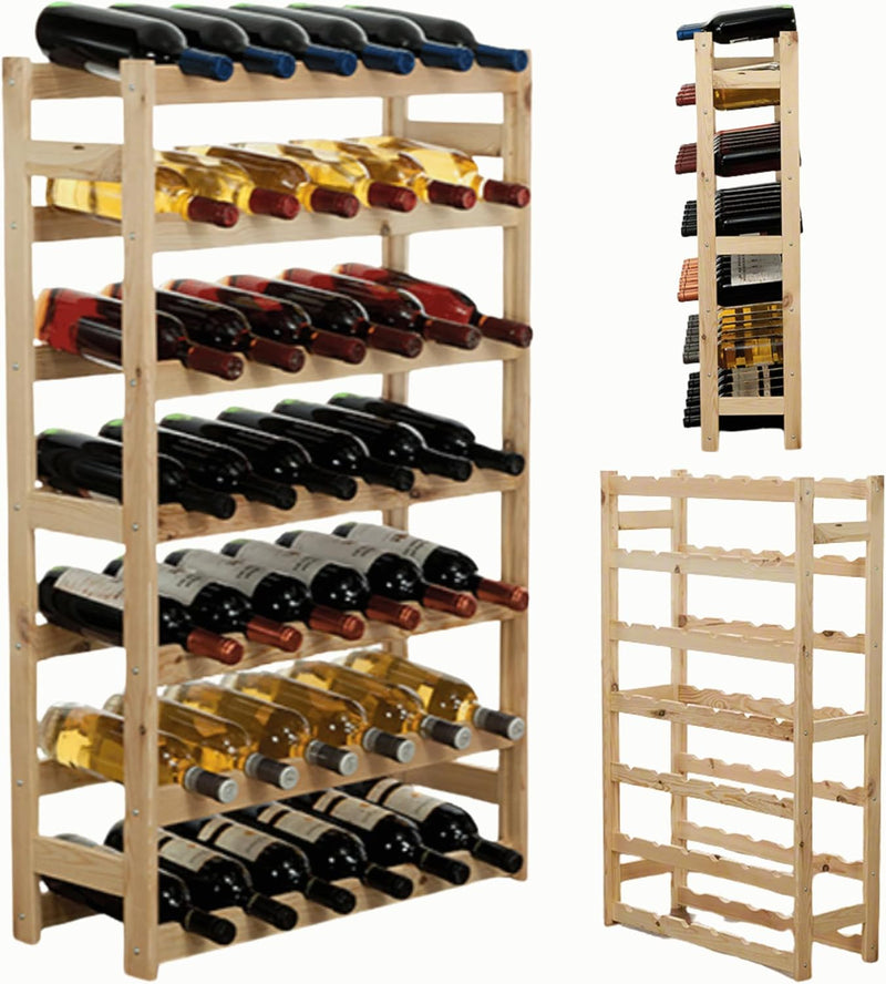 MODO24 Weinregal, Holz, unbehandelt, 63 x 25 x 102 cm, 17-Einheiten 63.0 x 25.0 x 102.0