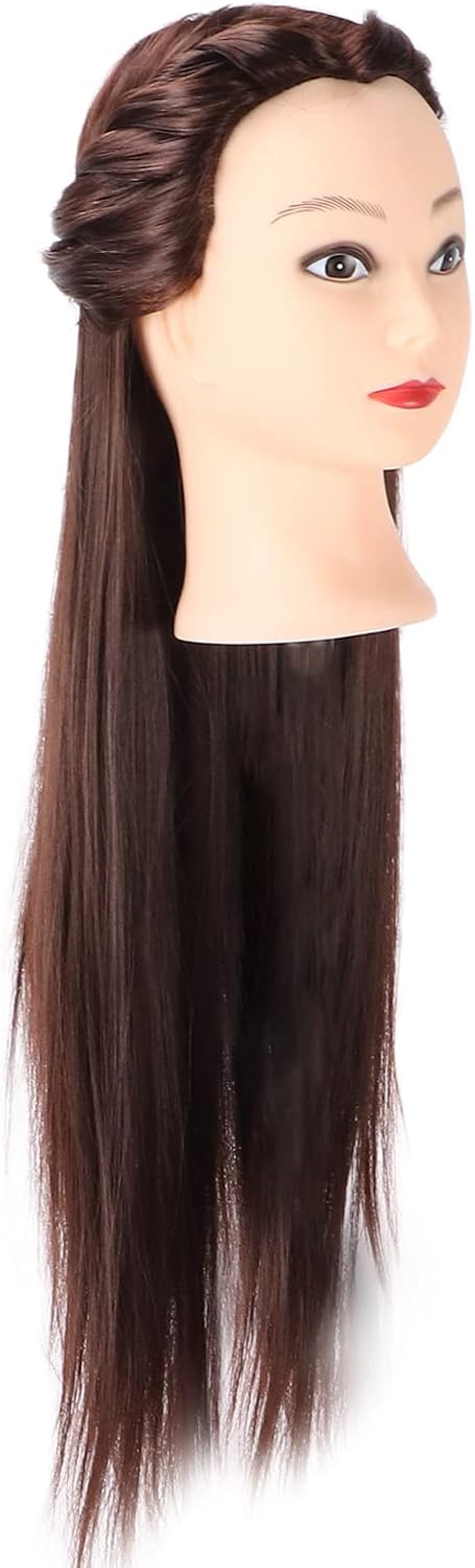 Bonbela Haar Schaufensterpuppen Kopfhaarstyling Kopf Haar Übung Kopf mit Hohen Synthetischen Geraden