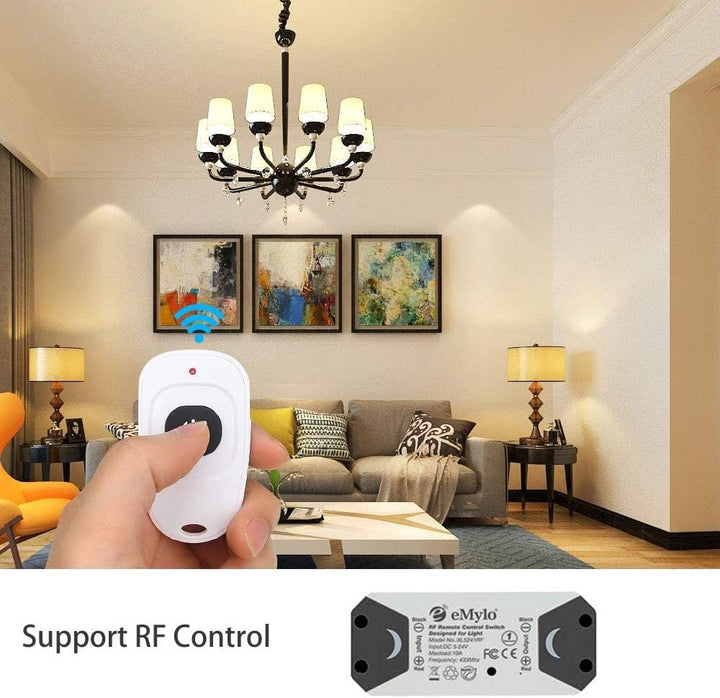 eMylo Smart Wireless Relay-Schalter DC 12V HF-Relaismodul Ein 1-Kanal-Fernsteuerungsschalter 5V-24V