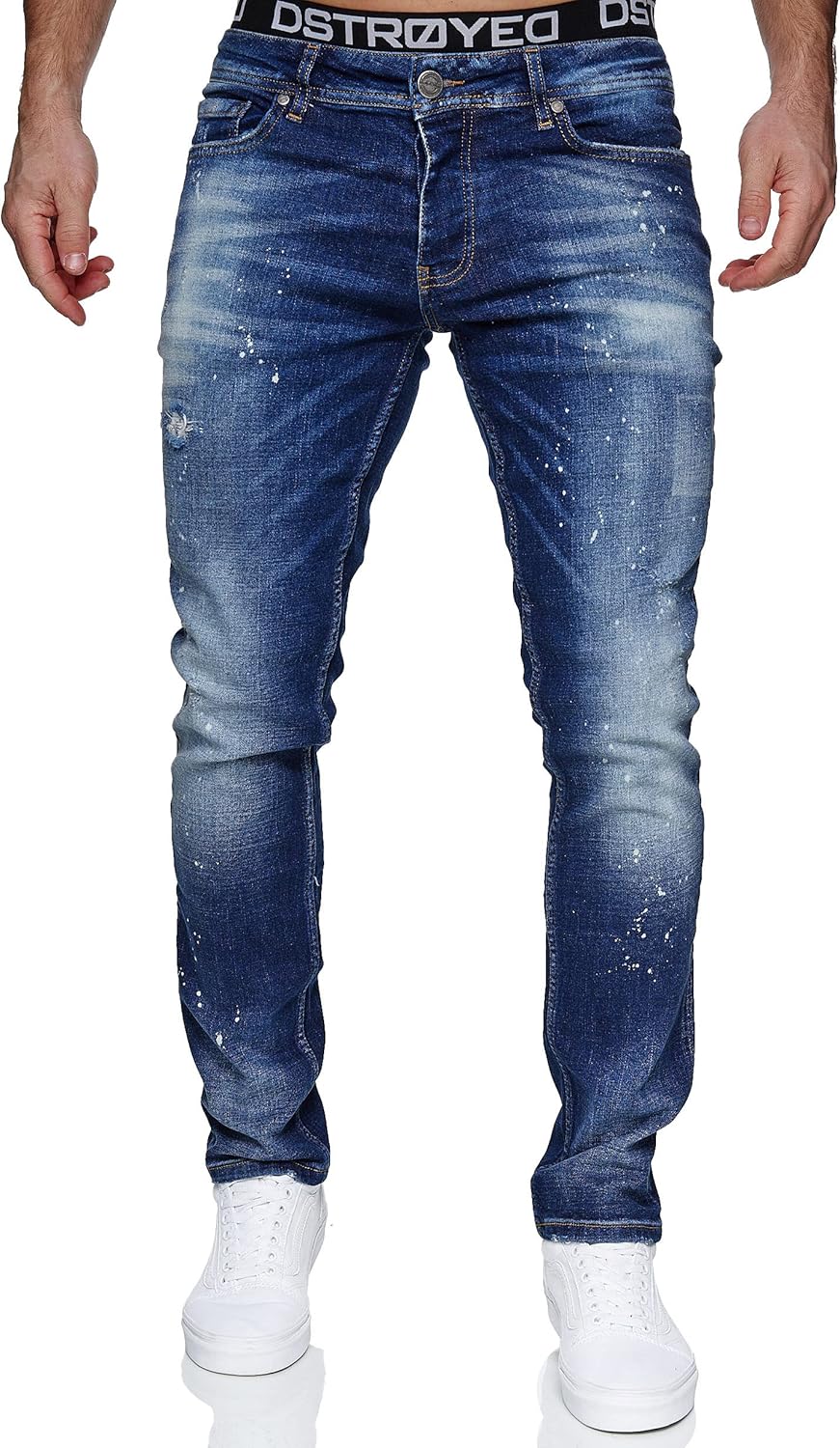 MERISH Jeans Herren Slim Fit Jeanshose Stretch Denim Designer Hose 1507 32-34 1507-3 Dunkelblau, 32-