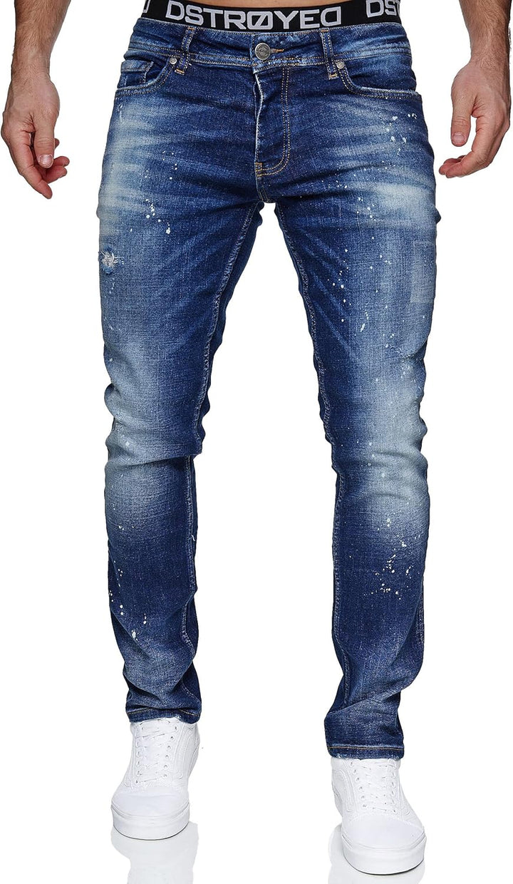 MERISH Jeans Herren Slim Fit Jeanshose Stretch Denim Designer Hose 1507 32-34 1507-3 Dunkelblau, 32-