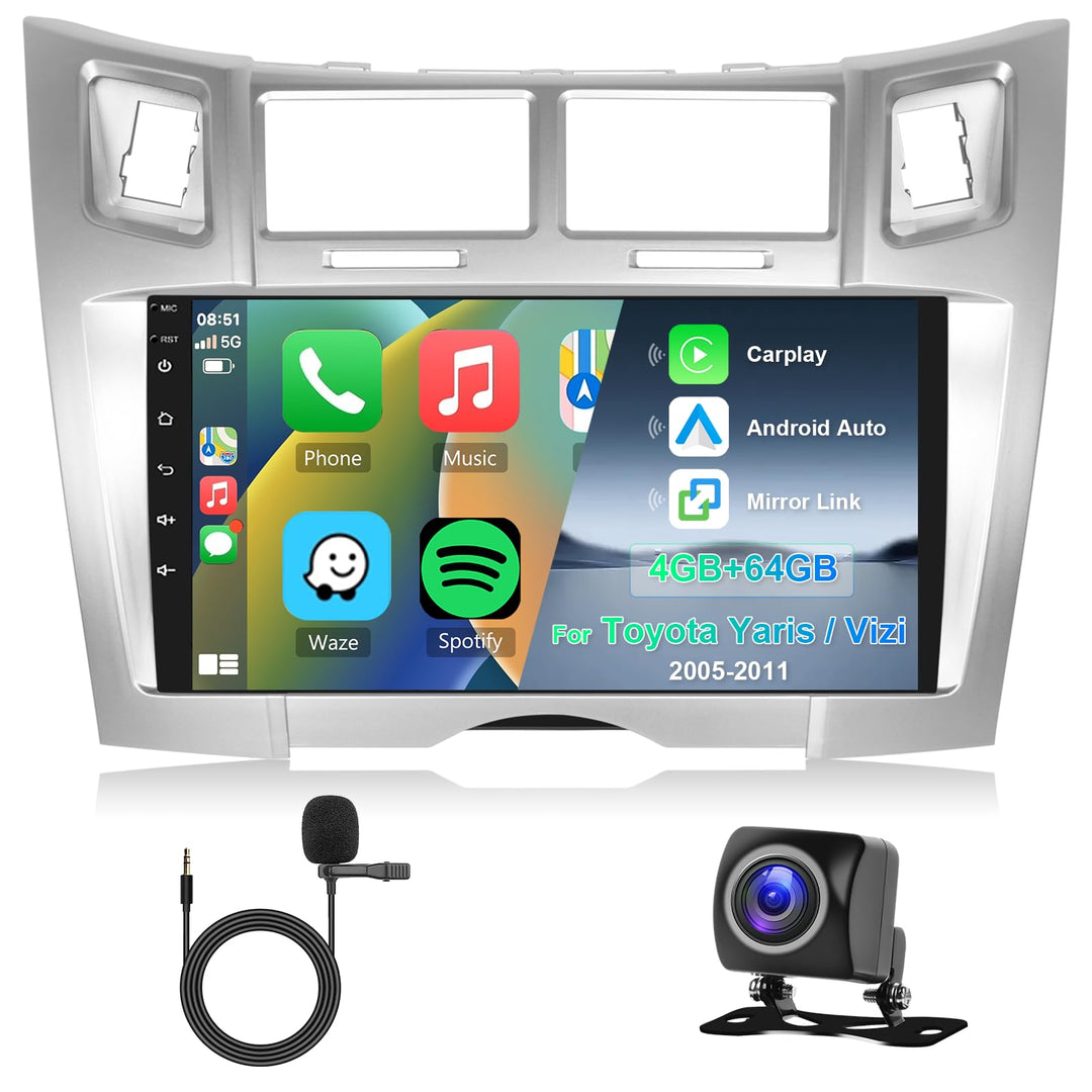 Hodozzy 8 Core 4G+64G Autoradio Android für Toyota Yaris/Vizi 2005-2011 9 Zoll IPS Touchscreen Bilds