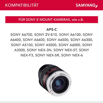 Samyang 8/2,8 Objektiv Fisheye II APS-C Sony E manueller Fokus Fotoobjektiv, Superweitwinkelobjektiv