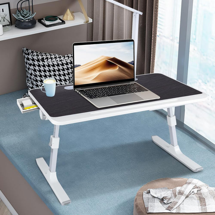 Laptop-Bett mit Beleuchtung, Schublade und zwei Fächern, Betttablett, höhenverstellbar, für Sofa und