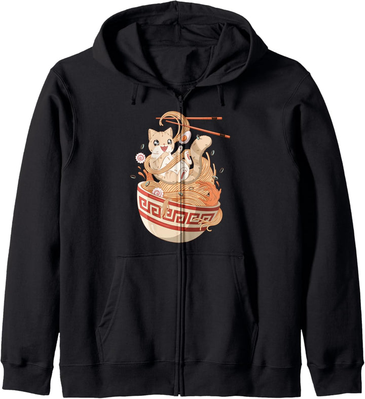 Kawaii Japanese Ramen Katze Japan Neko Anime Kapuzenjacke