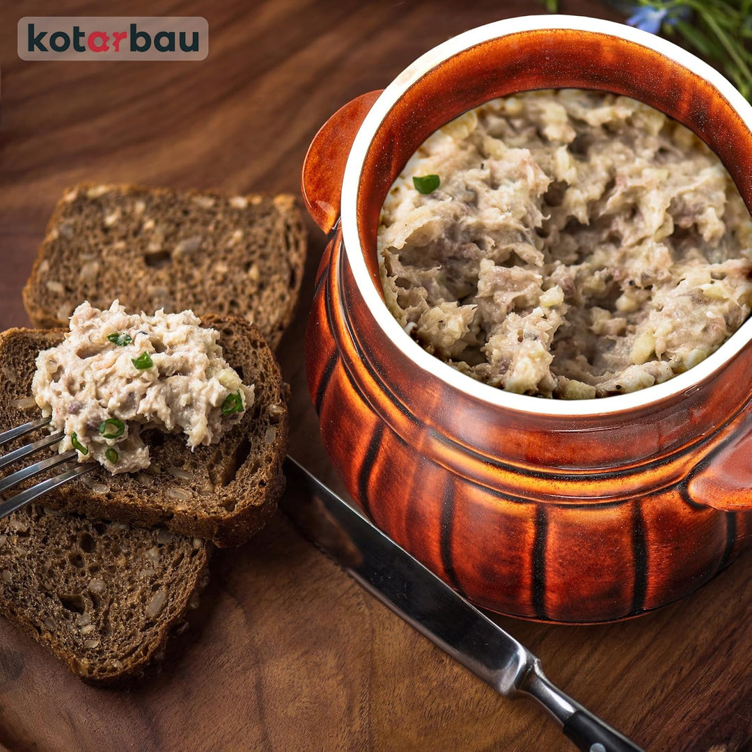 KOTARBAU® Keramik Gärtopf 3,7 L Braun Gurkentopf mit Deckel Sauerkrauttopf aus Steinzeug Einmachtopf
