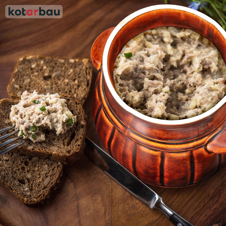 KOTARBAU® Keramik Gärtopf 3,7 L Braun Gurkentopf mit Deckel Sauerkrauttopf aus Steinzeug Einmachtopf