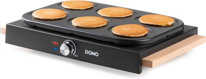 DOMO DO8717P Pancake-Platten Antihaftbeschichtung, Kontrollleuchte Schwarz