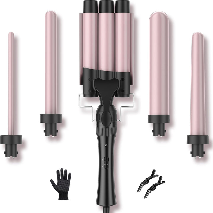 ELEHOT-store Lockenstab 3 Fässer Welleneisen Lockenstab 5 in 1 Keramikbeschichtung 5 Zubehörteile 10