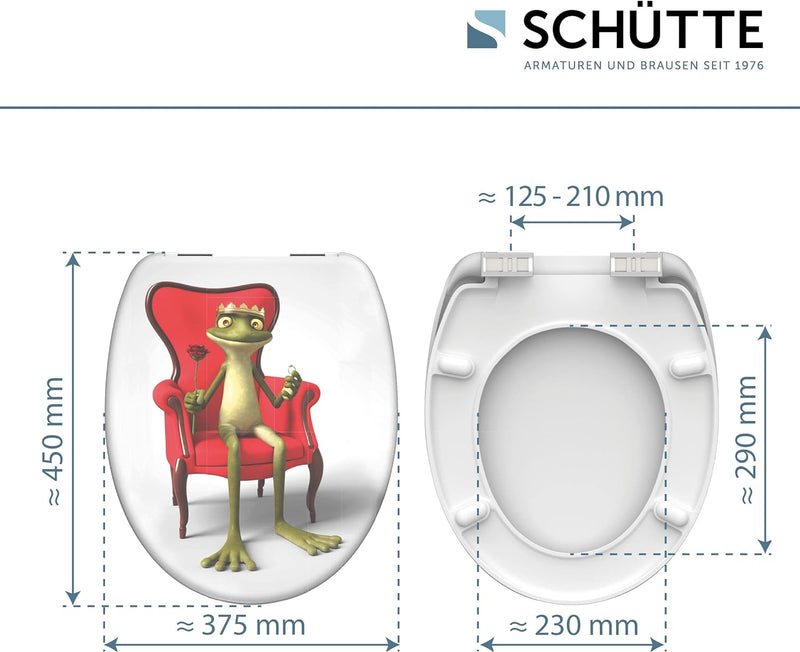 SCHÜTTE 82190 Duroplast WC-Sitz FROG KING mit Absenkautomatik,, Frog King