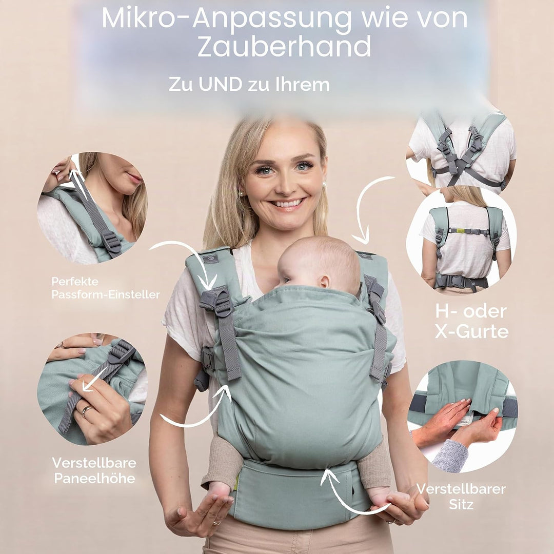 Boba X Babytrage – Verstellbar von Neugeborenen bis Kleinkind, 2-in-1 Umwandelbare Front- und Rücken